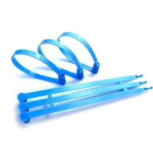 Correct application process for a fixed-length indicative seal A fixed-length plastic security seal being applied to a tote box