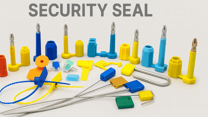 Comparing different types of security seals An assortment of plastic, cable, and bolt security seals