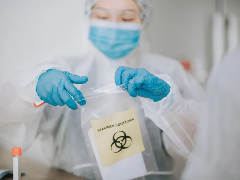 Medical sample by temper evident bag
