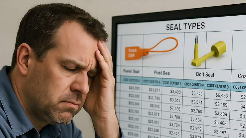 A frustrated fleet manager looking at a complex spreadsheet with multiple seal types and cost centers