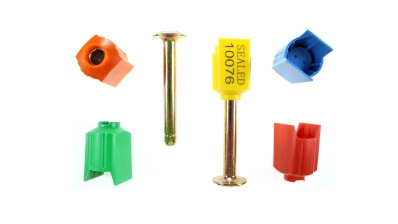 A cross-section diagram of a bolt seal showing its internal anti-spin locking mechanism
