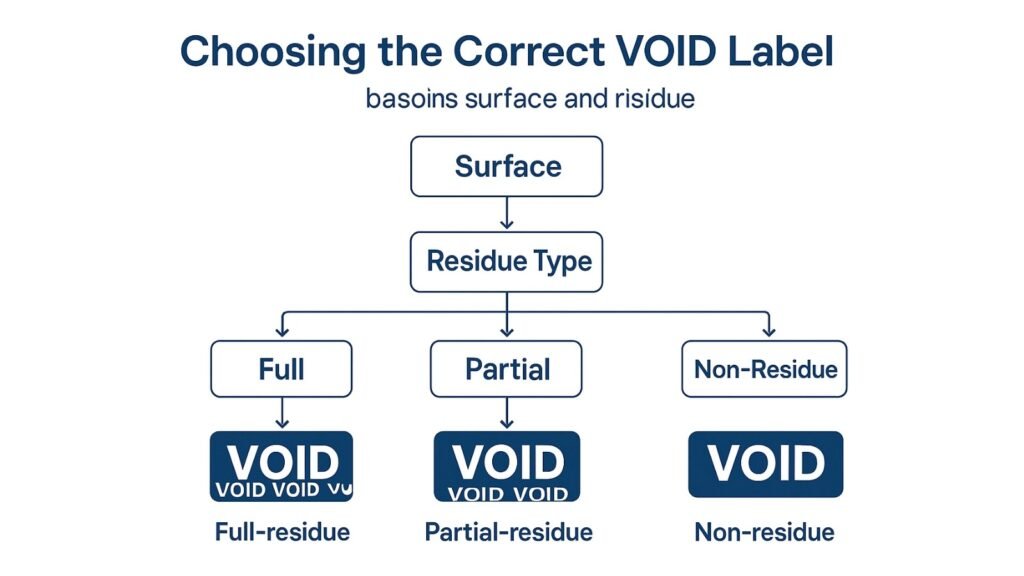 How to Select the Right VOID Label A decision tree for choosing the correct VOID label based on surface and residue type.