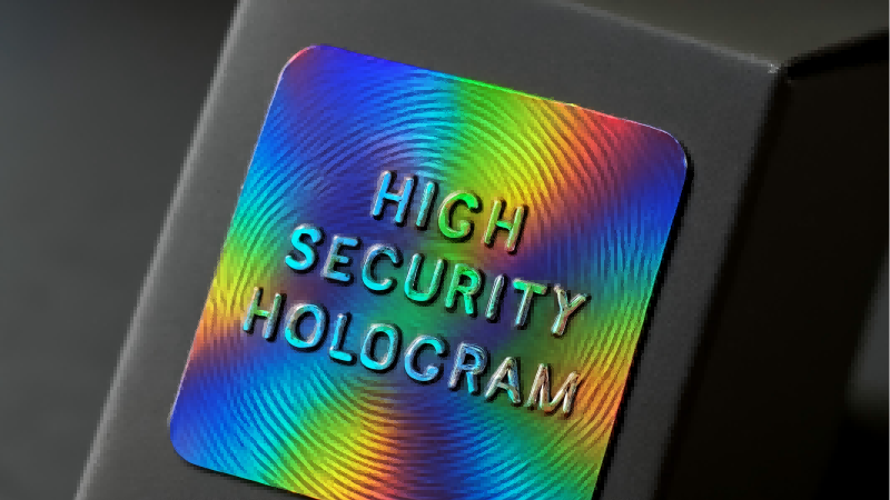The 3D Nature of a Hologram Sticker A high-security hologram sticker shimmering on a product package, showing depth and color shifts.