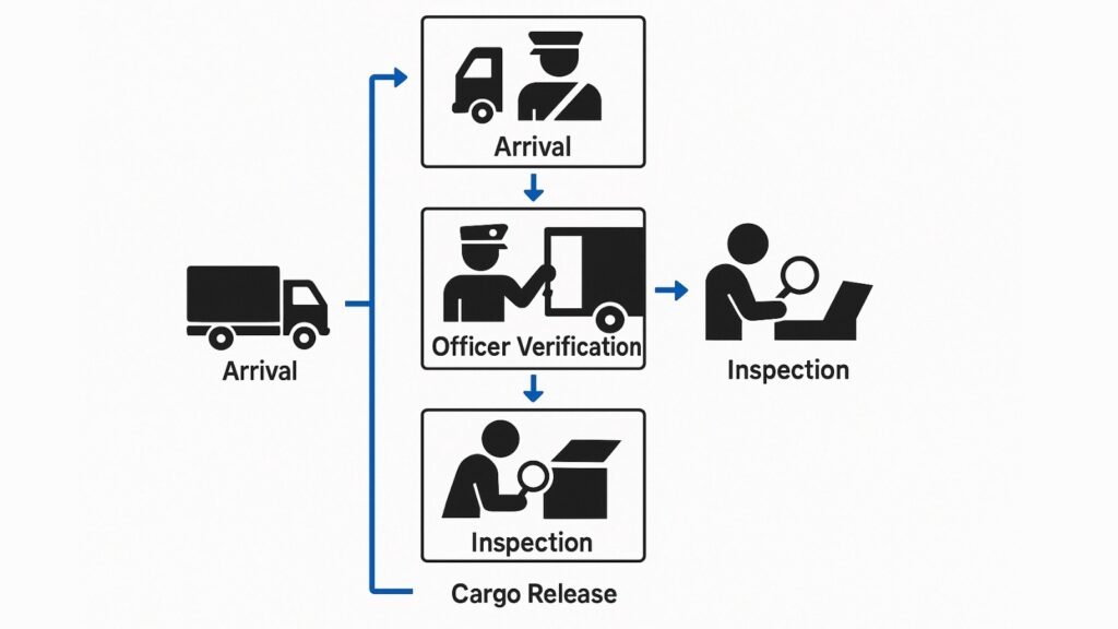 The Correct Procedure for Customs Seal Removal A flowchart showing the correct, legal process: 1. Arrival, 2. Officer Verification, 3. Officer Removes Seal, 4. Inspection, 5. Cargo Release.