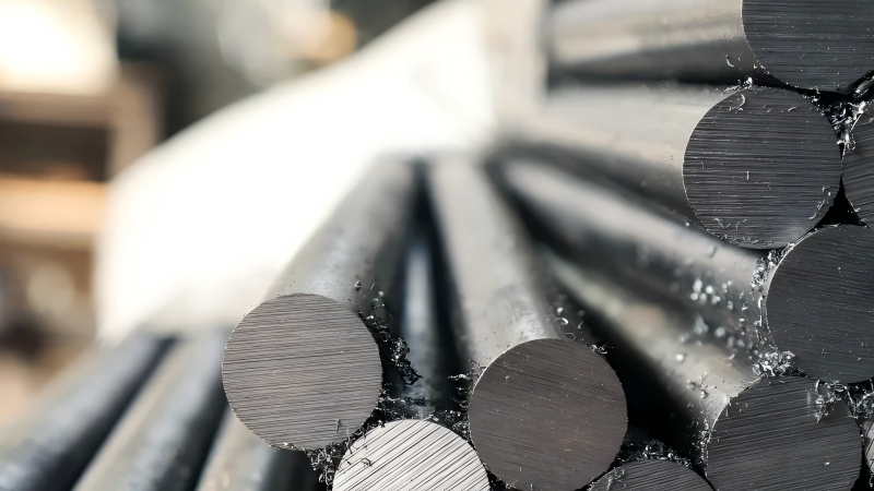 Steel bar cutting. Steel bar cut on a band saw for industrial use
