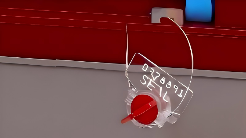 A shattered plastic meter seal next to the meter it was protecting, clearly showing evidence of tampering.