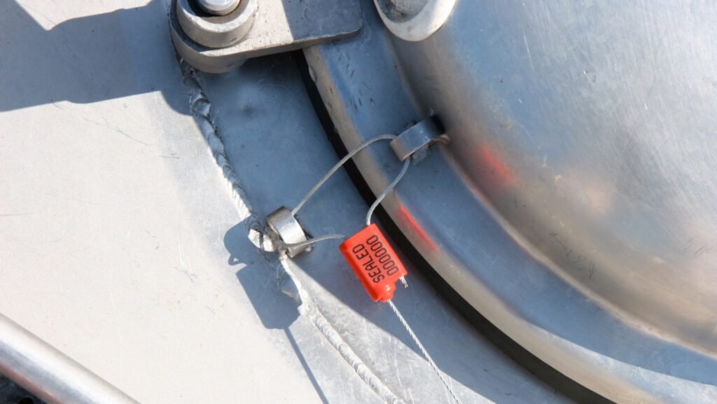 Showing a cable seal used on a tanker valve