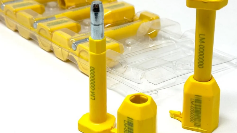 high-security bolt seals with structural protection for security seal's barcode