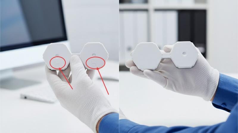 A procurement manager comparing two bolt seals, with one prominently displaying the ISO 17712 'H' classification mark.