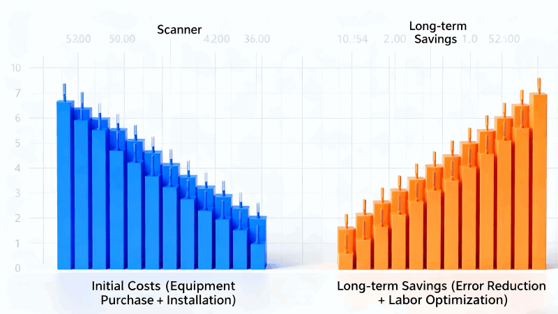 A simple cost-benefit analysis chart comparing the upfront cost of barcodes/scanners vs. the long-term savings from reduced errors and labor.