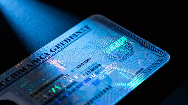 E-beam Lithography on High-Security Document A high-value item like a government ID card or microprocessor, protected by a state-of-the-art E-beam security feature.