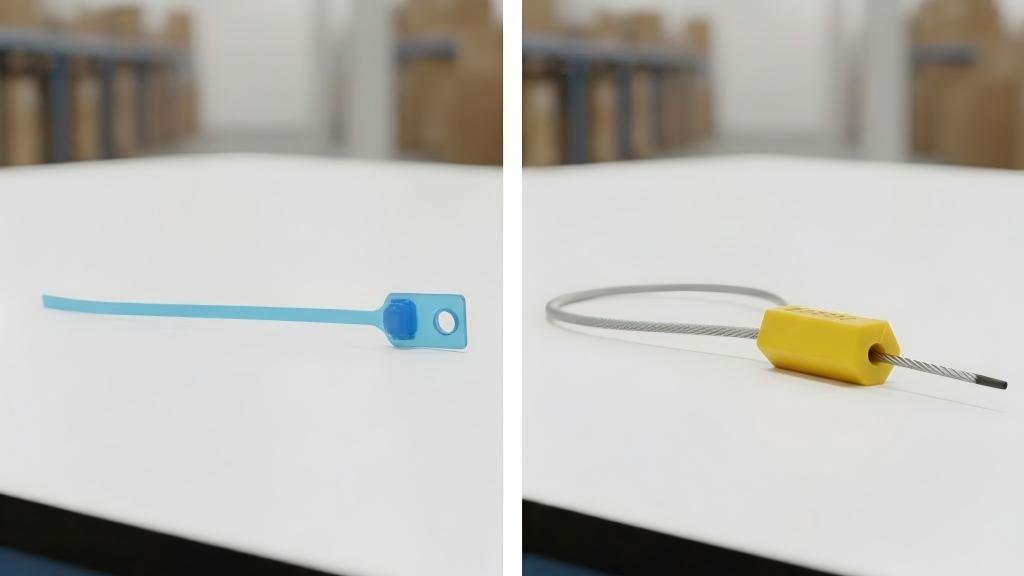 Light-duty vs. Heavy-duty bag seals A side-by-side comparison image: On the left, a thin, light-duty seal. On the right, a thick, robust heavy-duty bag seal with a metal seal.