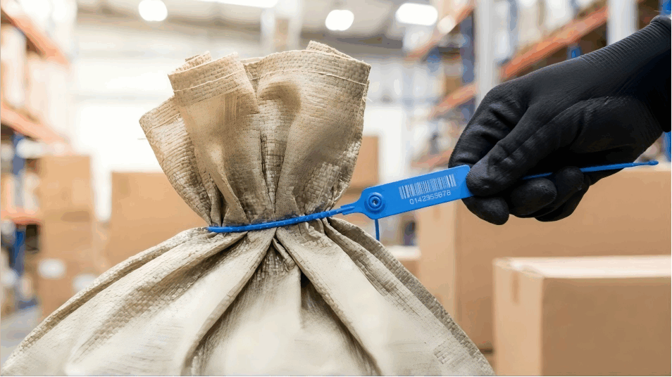 Preparing to apply a security bag seal