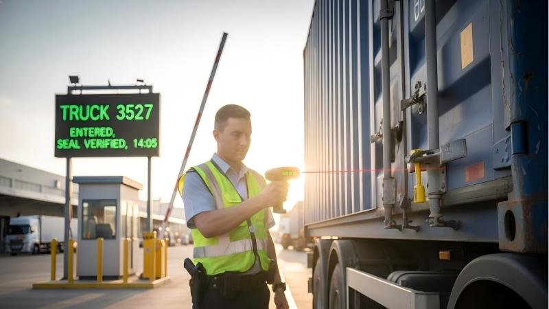 Scanning a Barcoded Security Seal at a Checkpoint