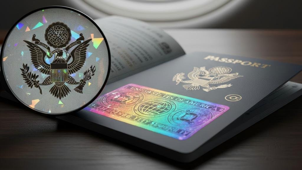 Tamper-Evident Sticker on a Passport.