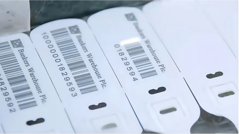 A laser etching into plastic showing the depth of the mark