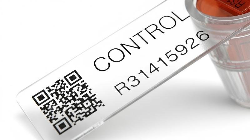 Laser Marked Serialization A laser-marked serial number and QR code on a seal, showing the dark, permanent burn into the plastic.