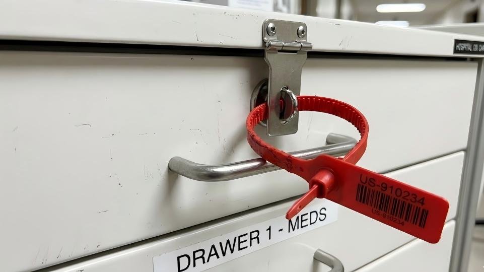 Plastic Seal on Medical Crash Cart