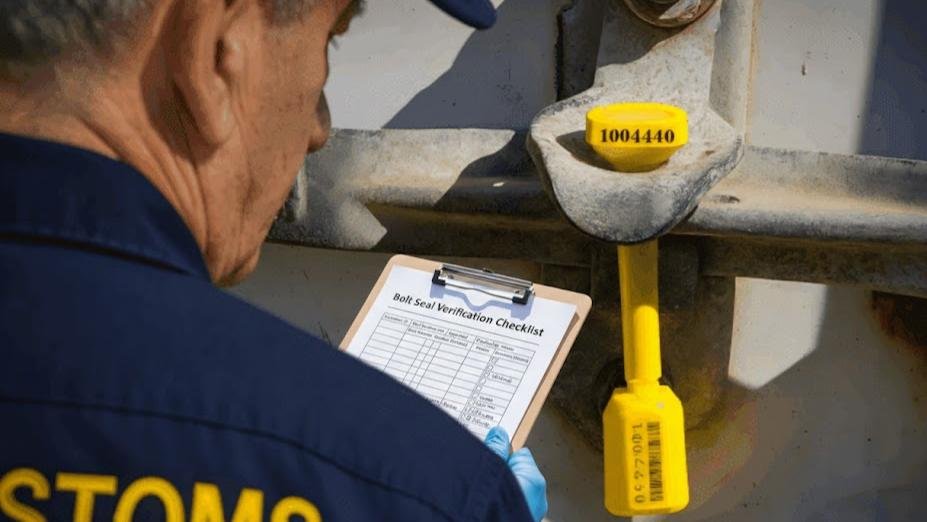 A checklist clipboard used by warehouse staff to verify seal numbers