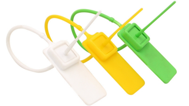 Stack of plastic security seals ready for use